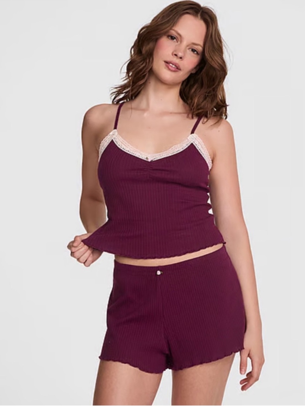pink by victoria’s secret purple plum sleep set
